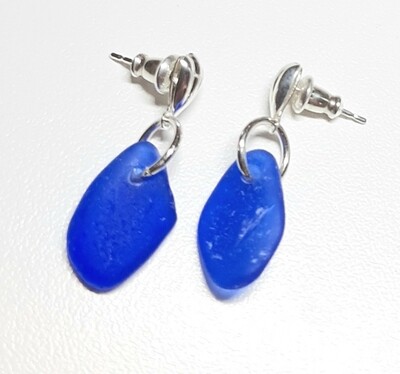 Cobalt Blue Dangle Post Earrings