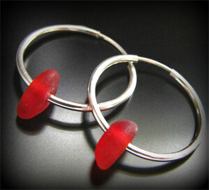 Rare Red Hoop Earrings