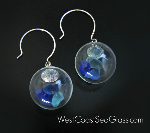 Blue Glass Globe Earrings