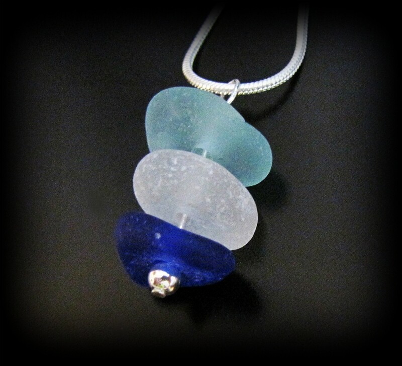 Cobalt, Aqua & White Stacked Necklace