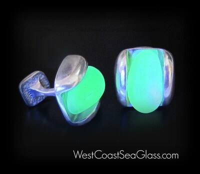 Glowing UV Sea Glass Cufflinks