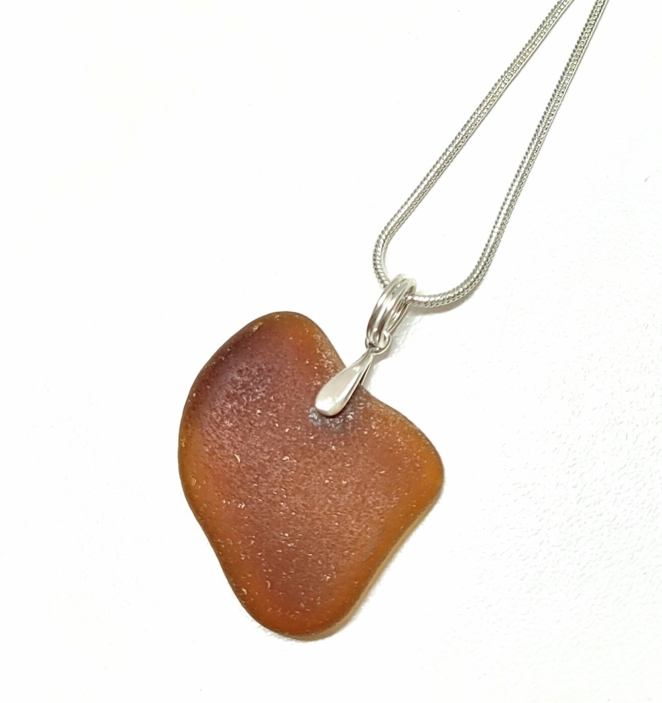 Amorous Amber Sea Glass Heart