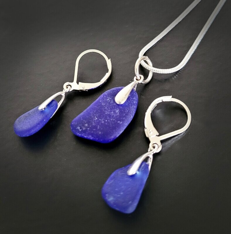 Cobalt Blue Sea Glass Mermaid Tears Set
