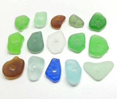 Lot #418 Top Drilled 6 Colored Pairs 12 Pieces of Sea Glass 