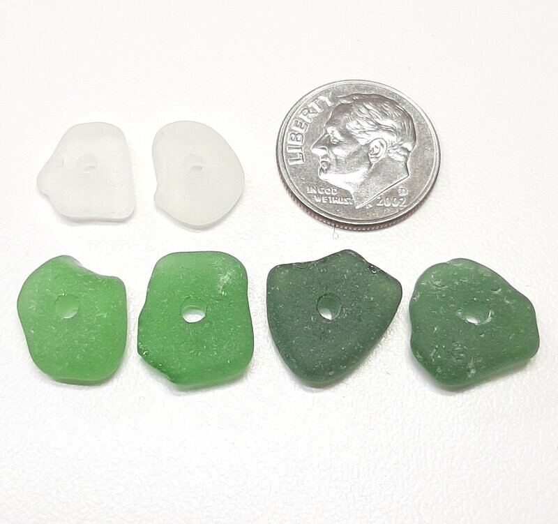 Drilled Greens Gems - 6pcs