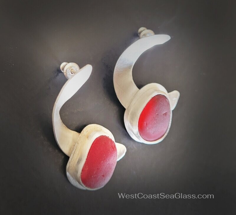 Artsy Red Post Drop Earrings