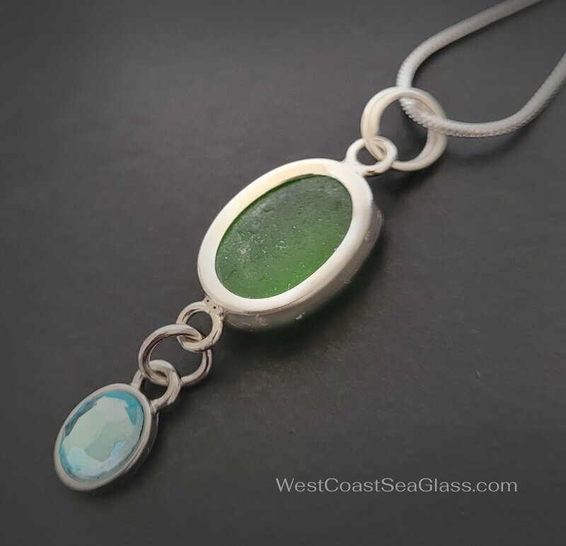 Lime with Blue Crystal Dangle