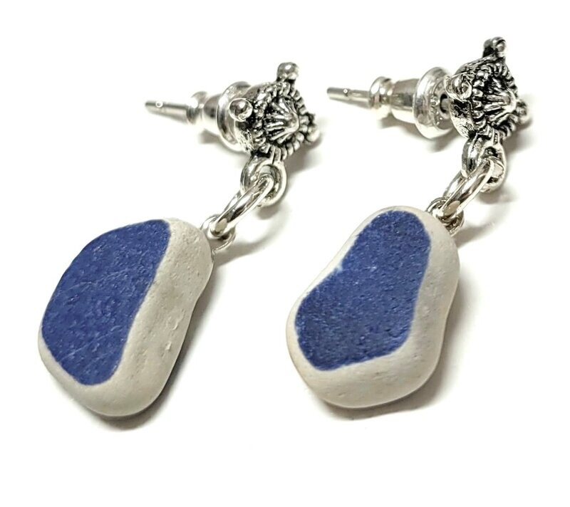 Maritime Blue Pottery Post Dangles