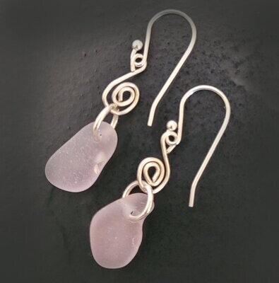 Soft Lavender Sea Glass Whimsical Earrings
