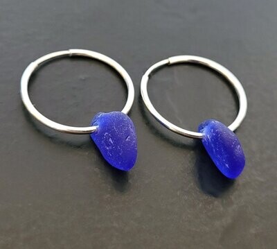 Cobalt Blue Hoop Earrings