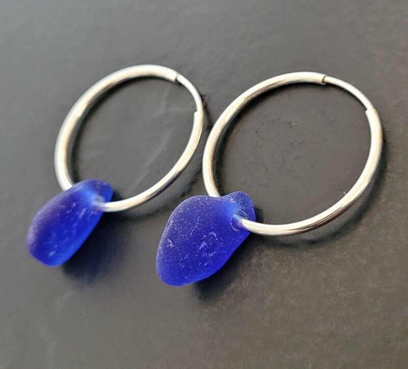Cobalt Blue Hoop Earrings