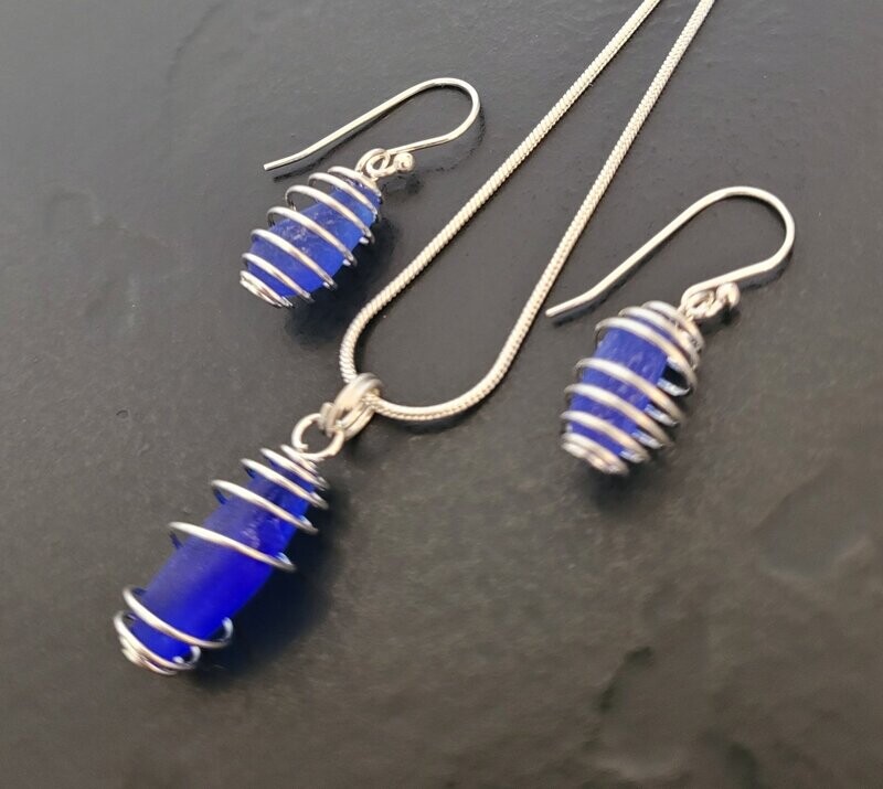Spiral Wrapped, Cobalt Blue Set