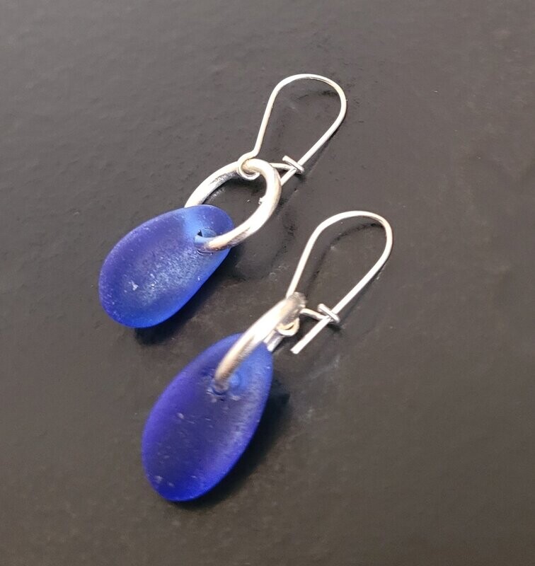 Vintage Cobalt Blue Glass Earrings