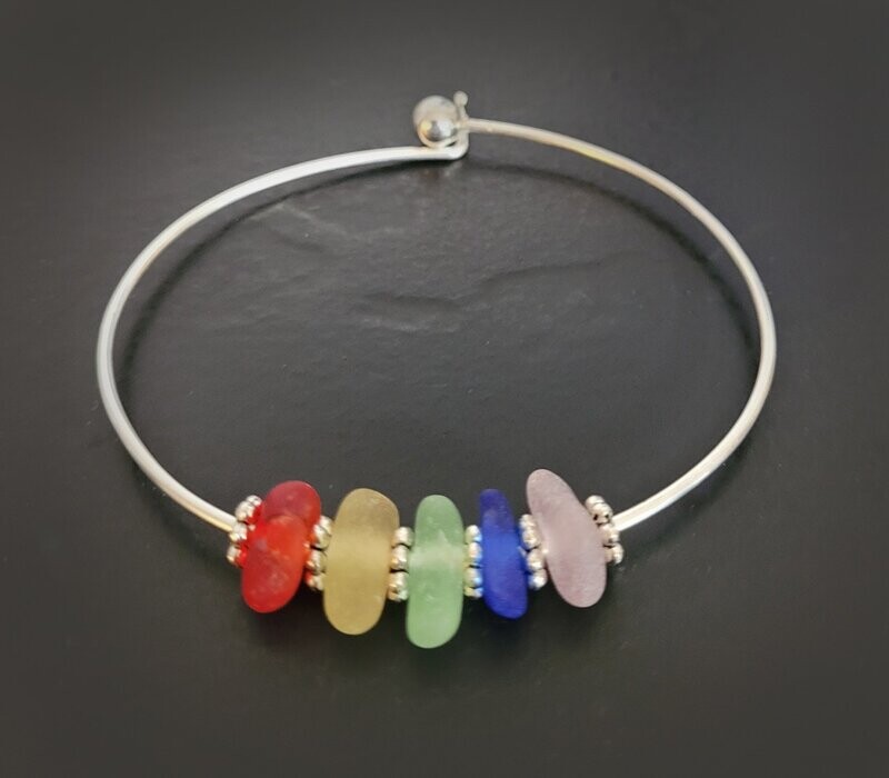 Pacific Sea Glass Rainbow Bangle