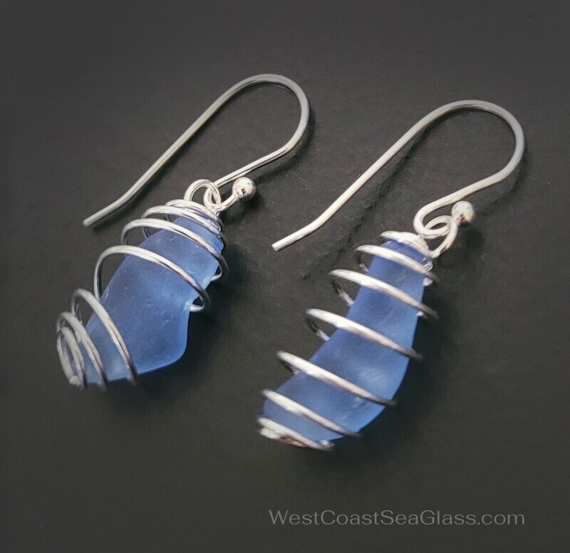 Cornflower Blue Spiral Earrings