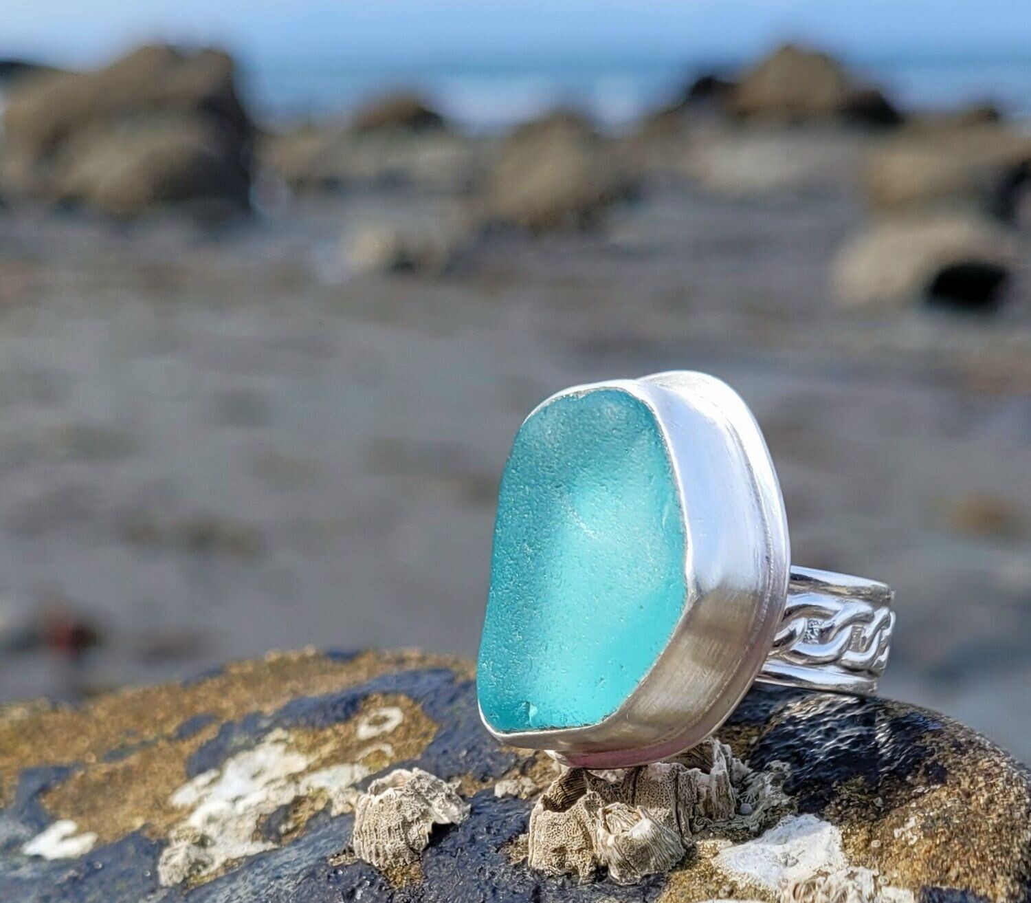 Aqua Statement Ring Size 7.75