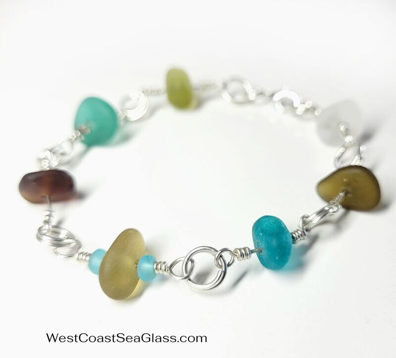 Sea Glass Charms Bracelet