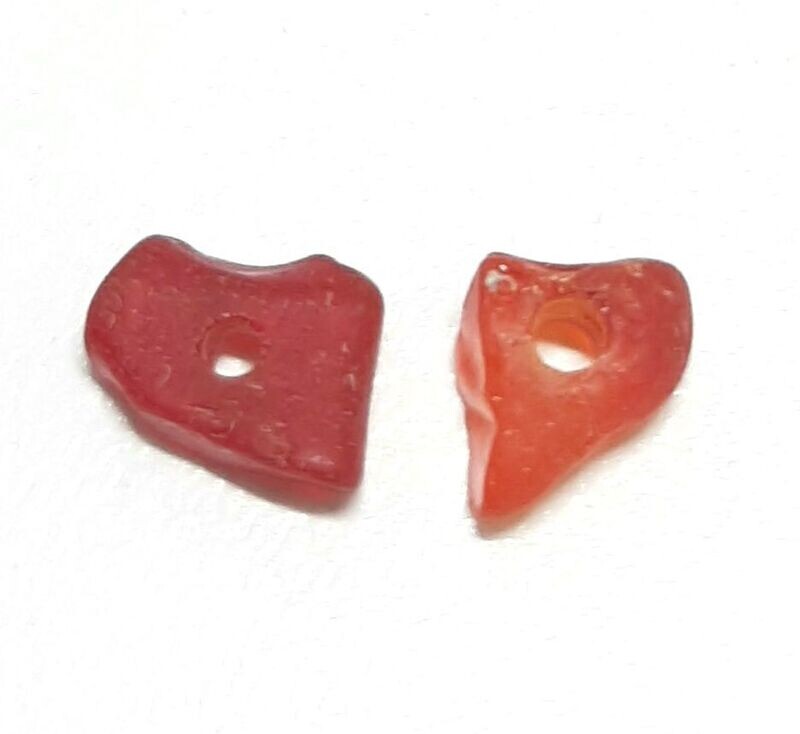 Rare Tiny Drilled Hearts - 2pcs