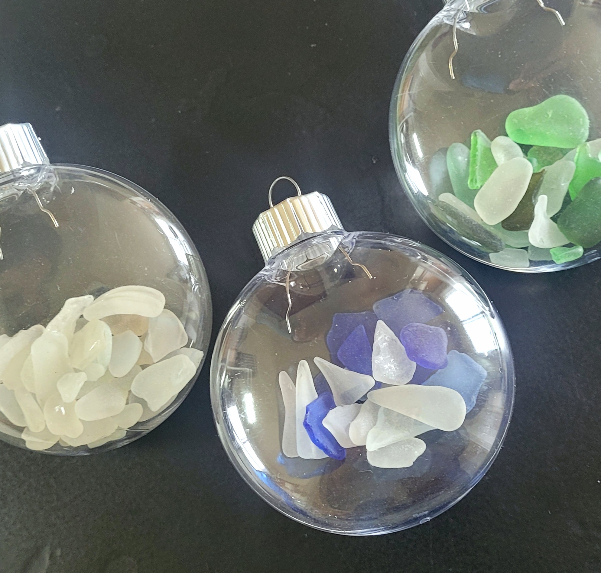 Sea Glass Filled Ornaments - 3 pack