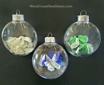 Sea Glass Filled Ornaments - 3 pack