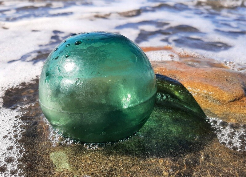 Deep Teal, Glass Float no net - 3.25"