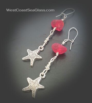 Rare Red and Sea Stars Earrings