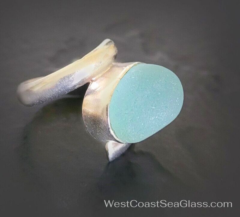 Tall Aqua Bauble Ring - Size 5