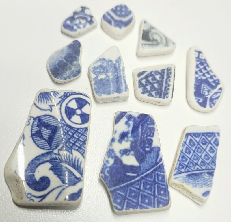 Historic, Blue & White Scottish China - 10pcs