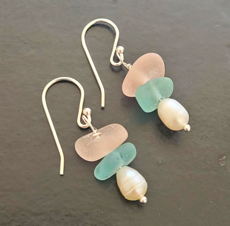 Aqua & Rare Pink Sea Glass