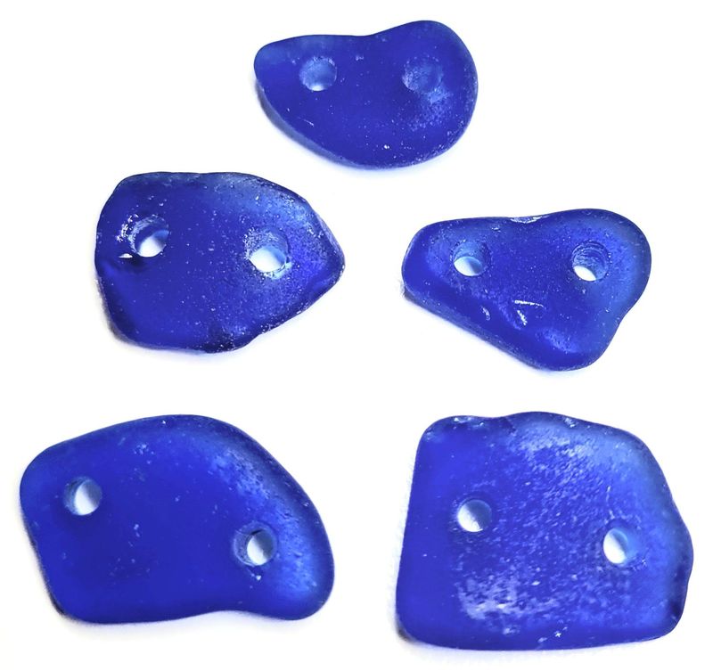 Cobalt Blue Buttons Drilled - 6pcs