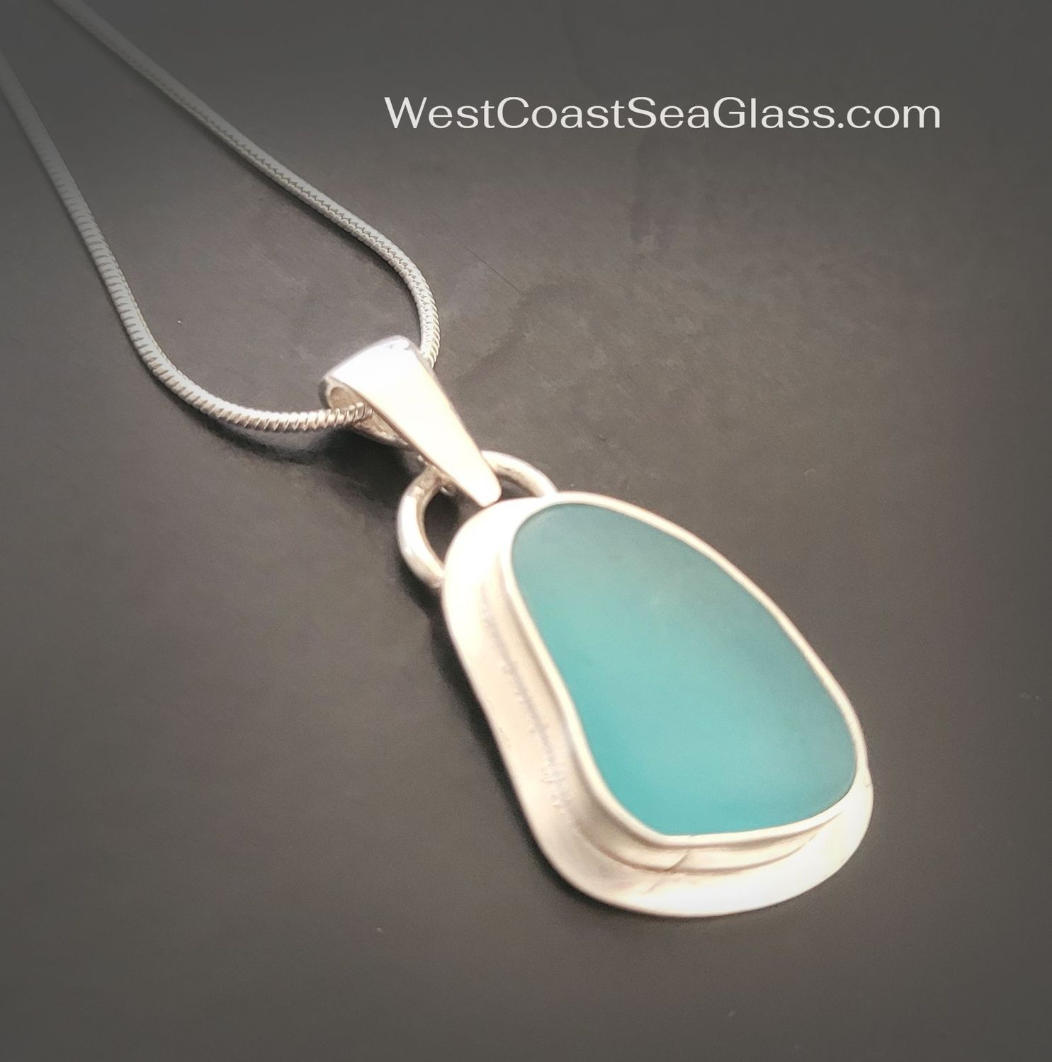 Deep Aqua Bezel Necklace