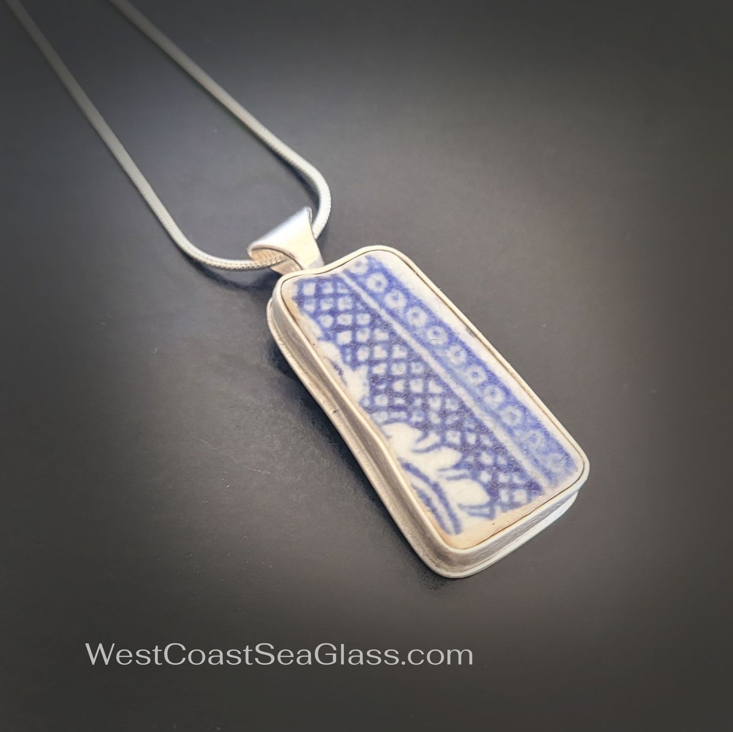 Blue Willow Pottery Necklace