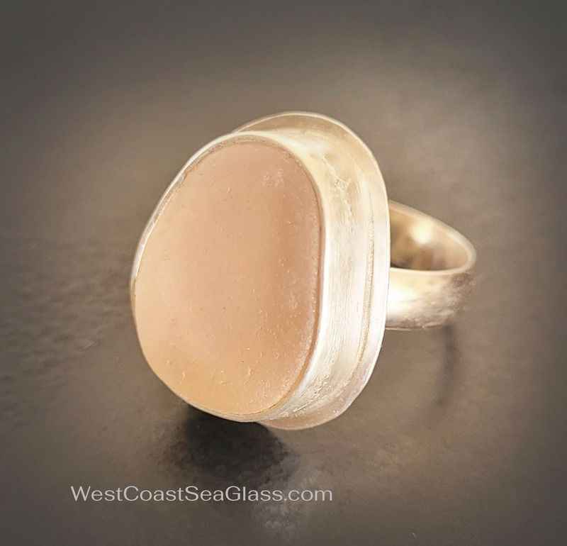 Pink Blush Sea Glass Ring - Size 8