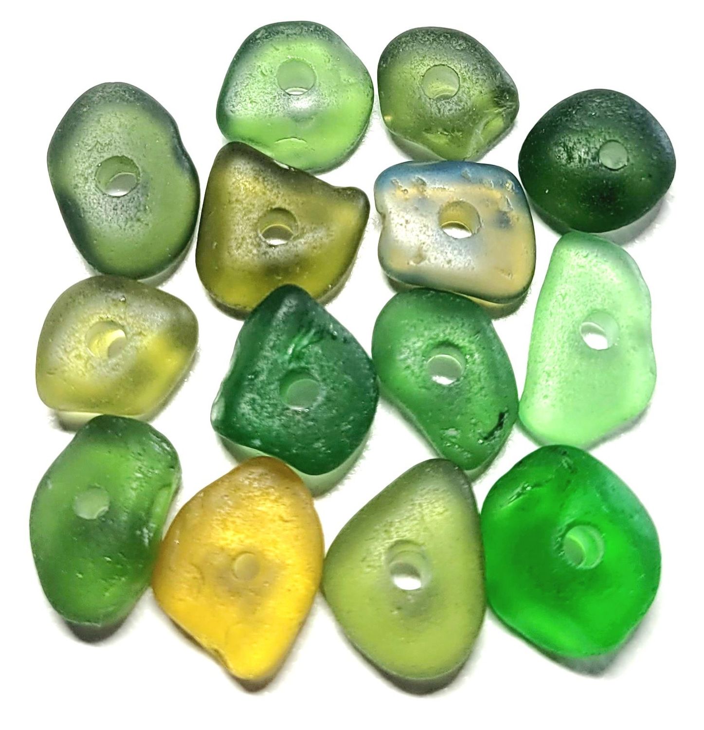 Drilled English Greens - 11pcs.