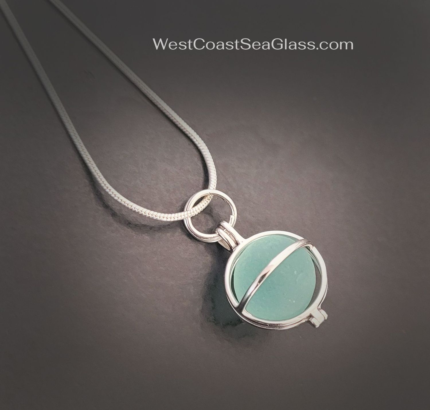 Soft Aqua Blue Marble Necklace