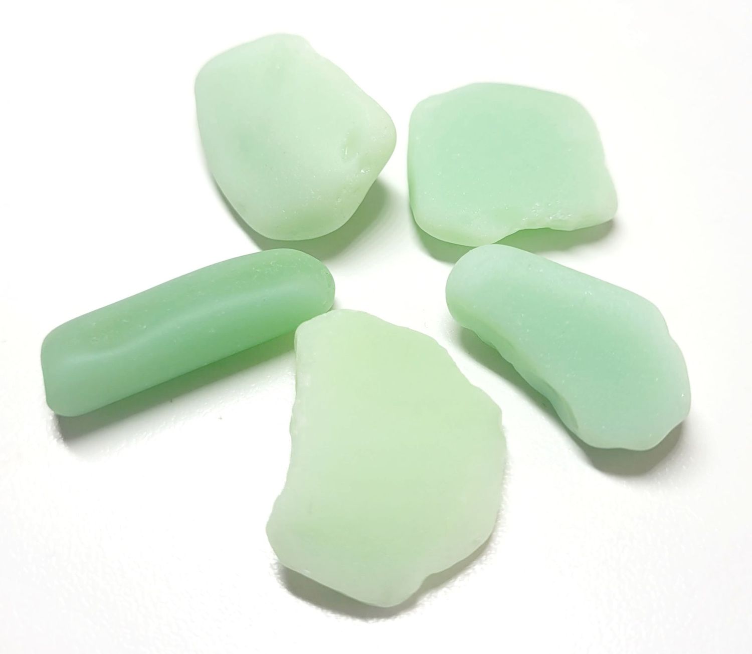 Large U.V. Mint Green Milk Glass - 5pcs