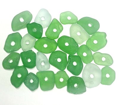 Drilled Aqua Blue Sea Glass - 26pcs Drilled Aqua Blue Sea Glass - 26pcs