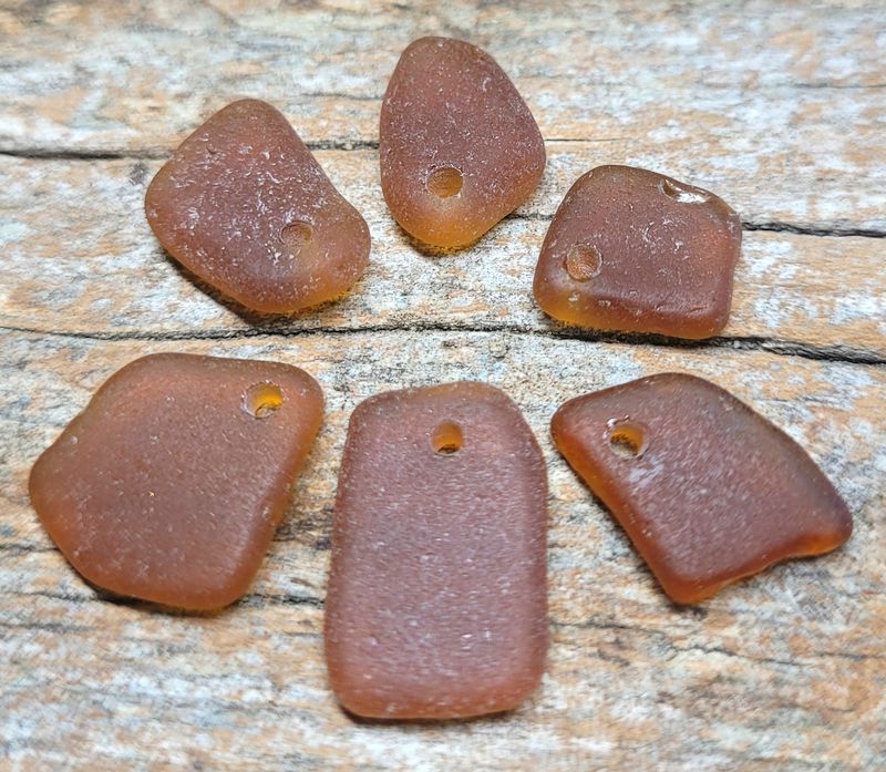 Deep Amber Pieces- Top Drilled
