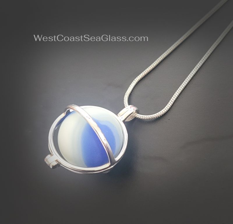 Swirled Blue & White Sea Marble Necklace