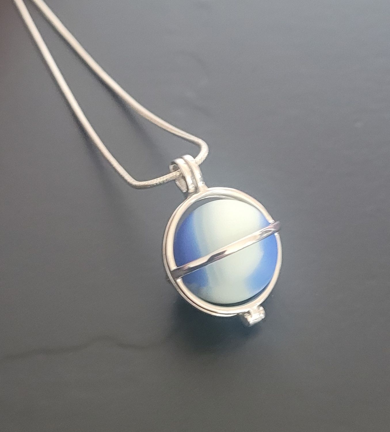 Swirled Blue & White Sea Marble Necklace