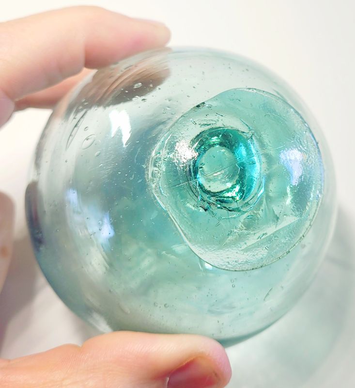 Beautiful Clear, Blue Green Glass Float - 3.25"