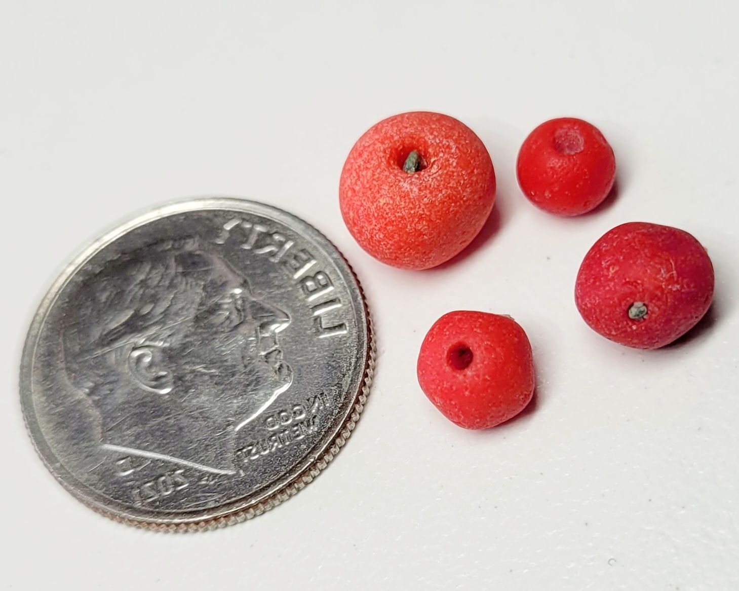 Rare Red Sea Glass Beads - 4 pcs