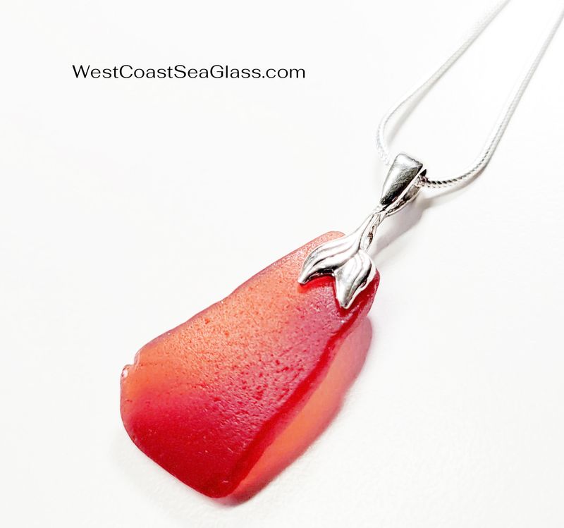 Large Red Mermaid Tail Pendant