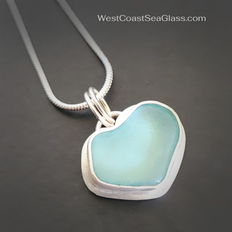 Aqua Blue Heart in Silver