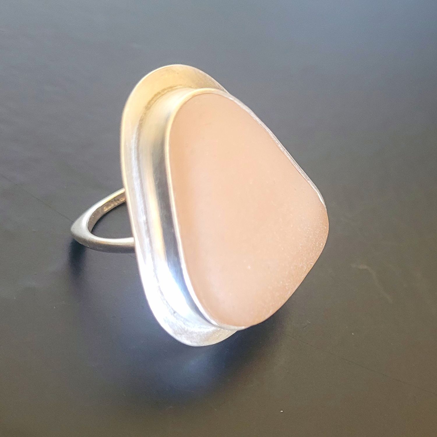Pink Blush Sea Glass Ring - Size 7