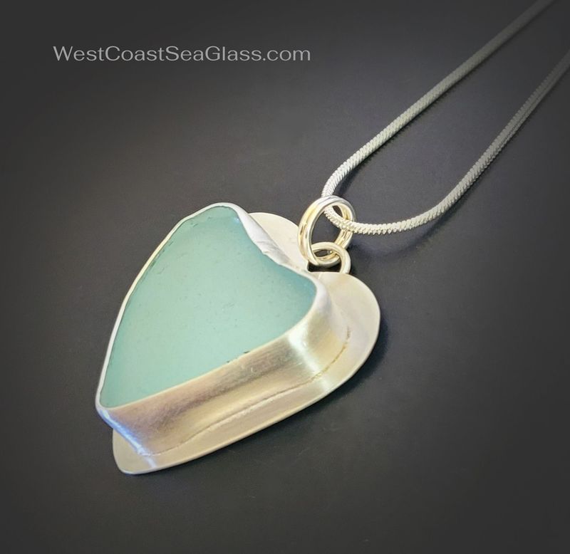 Soft Aqua Heart Necklace