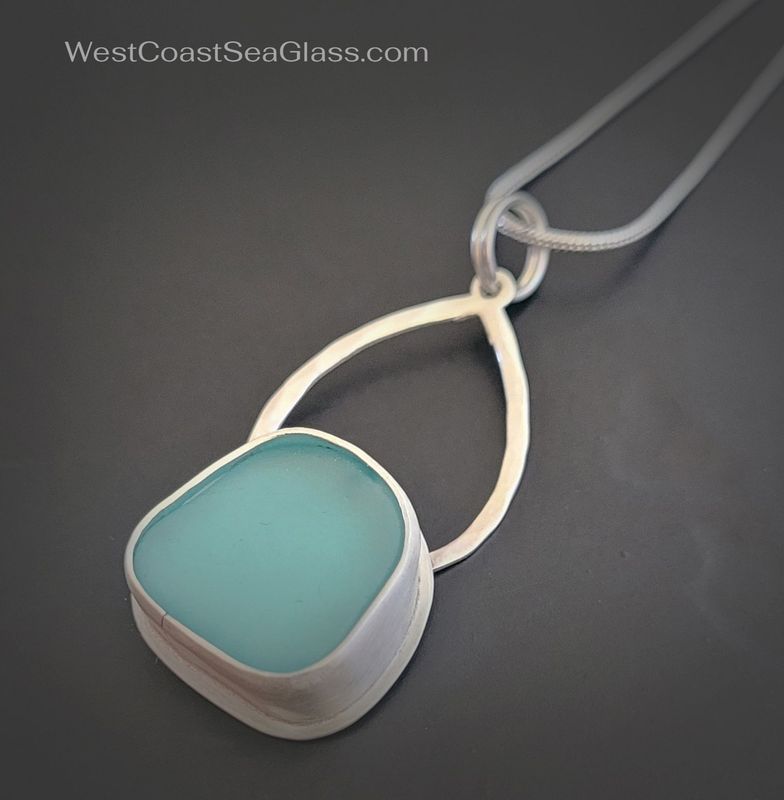 Lovely Aqua Blue Sea Glass Necklace