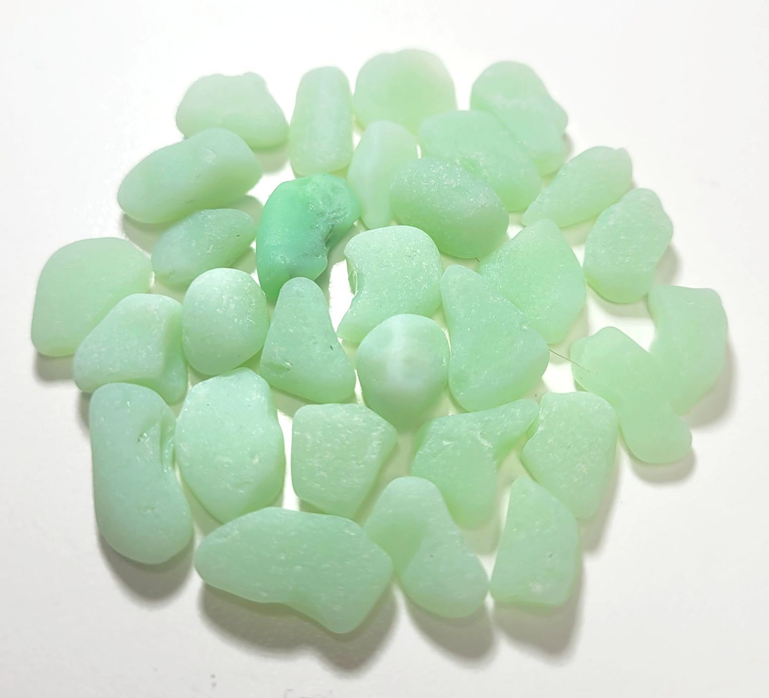 Mint Green Milk Glass Tinies  - 30pcs