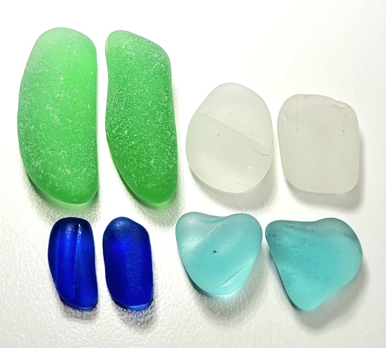 Blues, Green, & White Pairs-8pcs