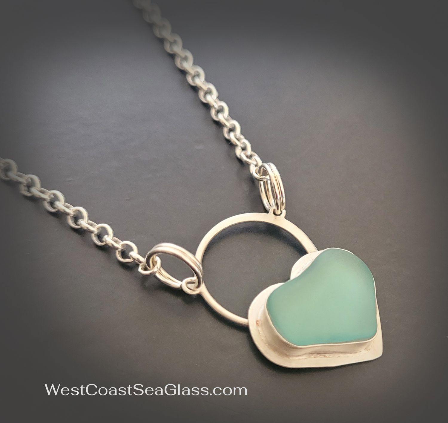 Aqua Blue Heart Necklace